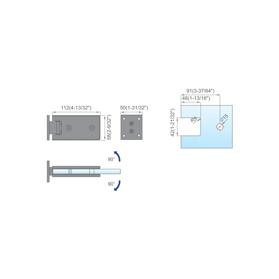 SPRING FUNCTION SHOWER DOOR HINGES L-2141 - 图片 2