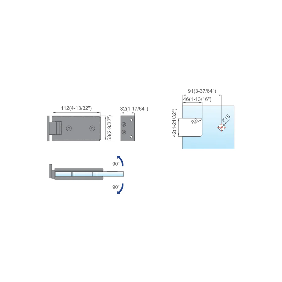 SPRING FUNCTION SHOWER DOOR HINGES L-2142 - 图片 2