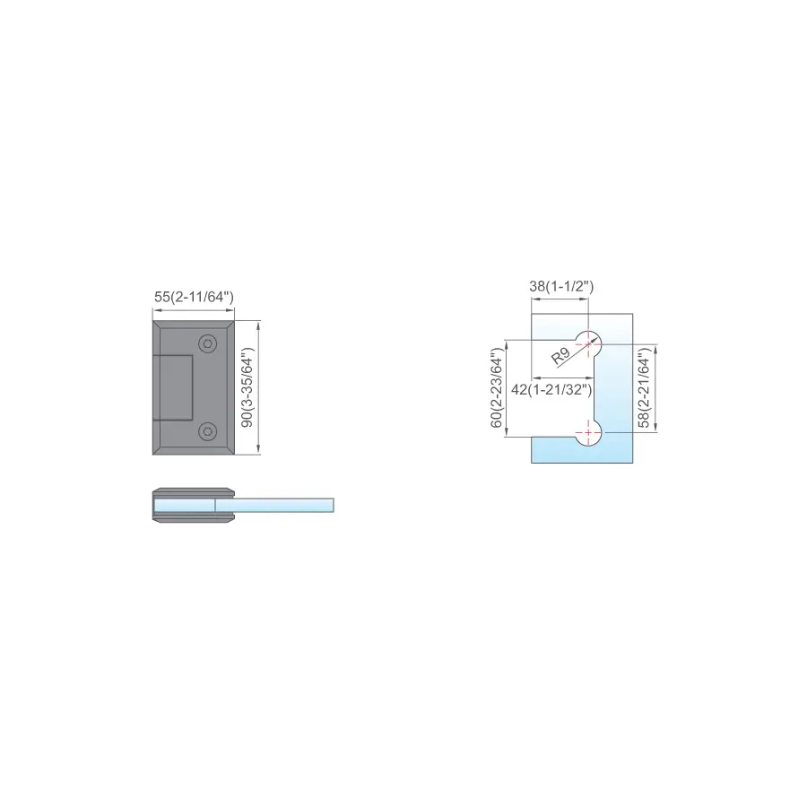 STAINLESS STEEL SHOWER HINGES L-2210 - 图片 2