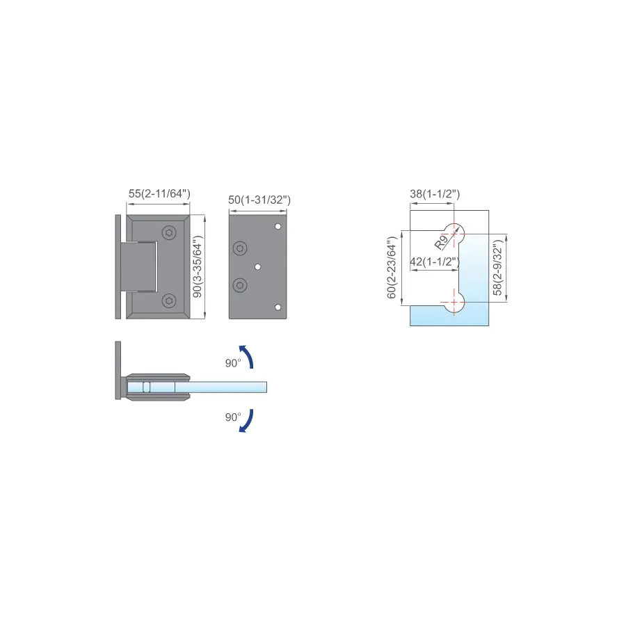 STAINLESS STEEL SHOWER HINGES L-2212 - 图片 2