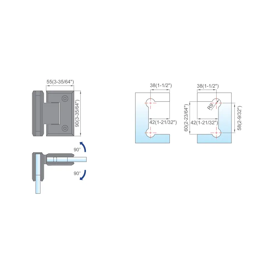 STAINLESS STEEL SHOWER HINGES L-2215 - 图片 2