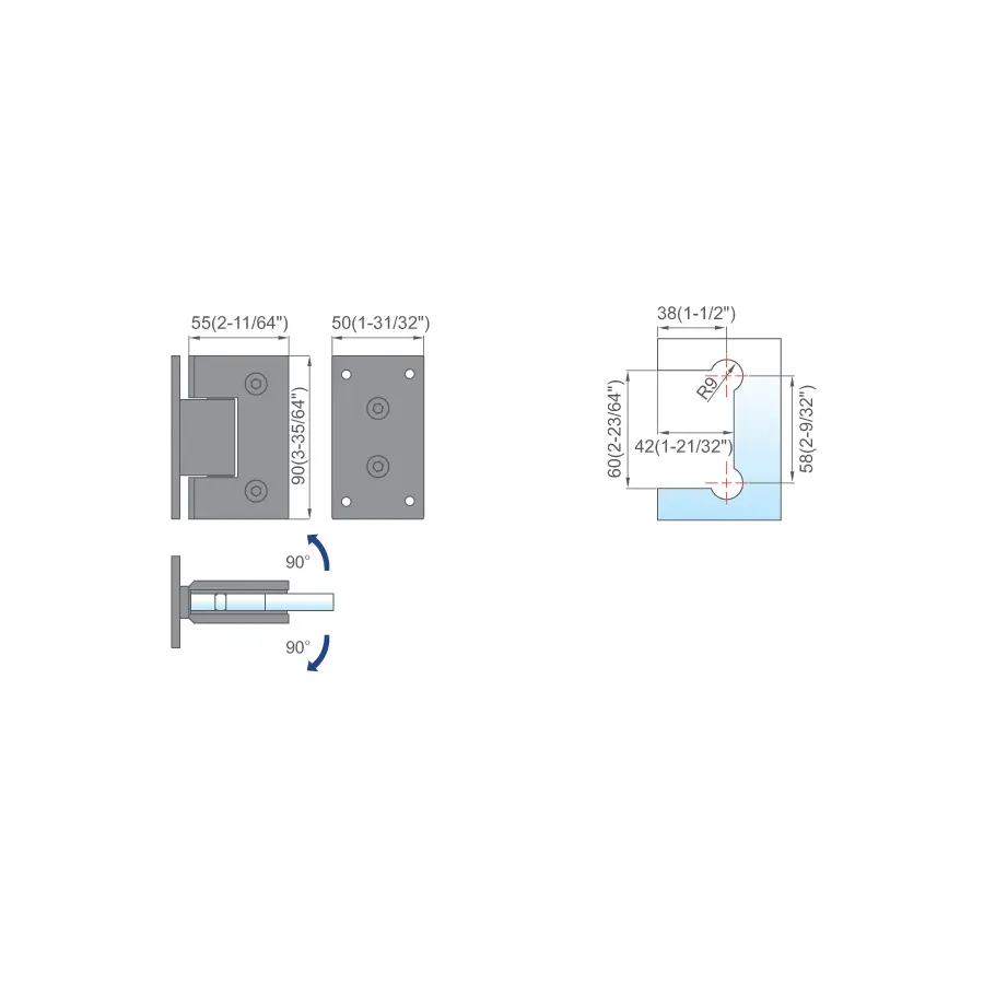 STAINLESS STEEL SHOWER HINGES L-2221 - 图片 2